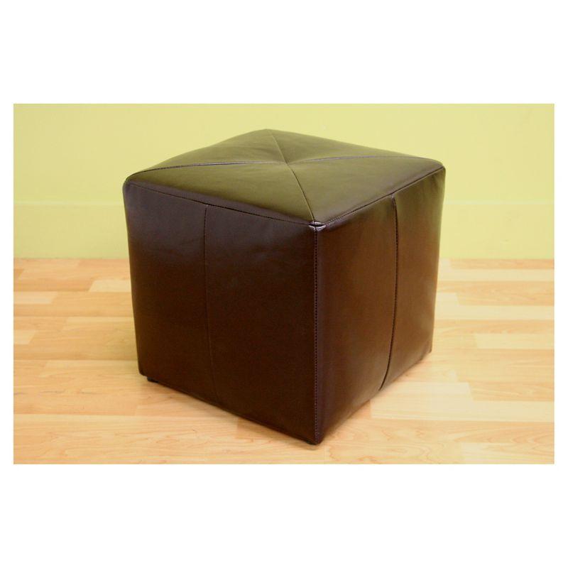 Aric Bonded Leather Ottoman - Baxton Studio: Dark Brown Footrest, Seating Bench, No Assembly Required