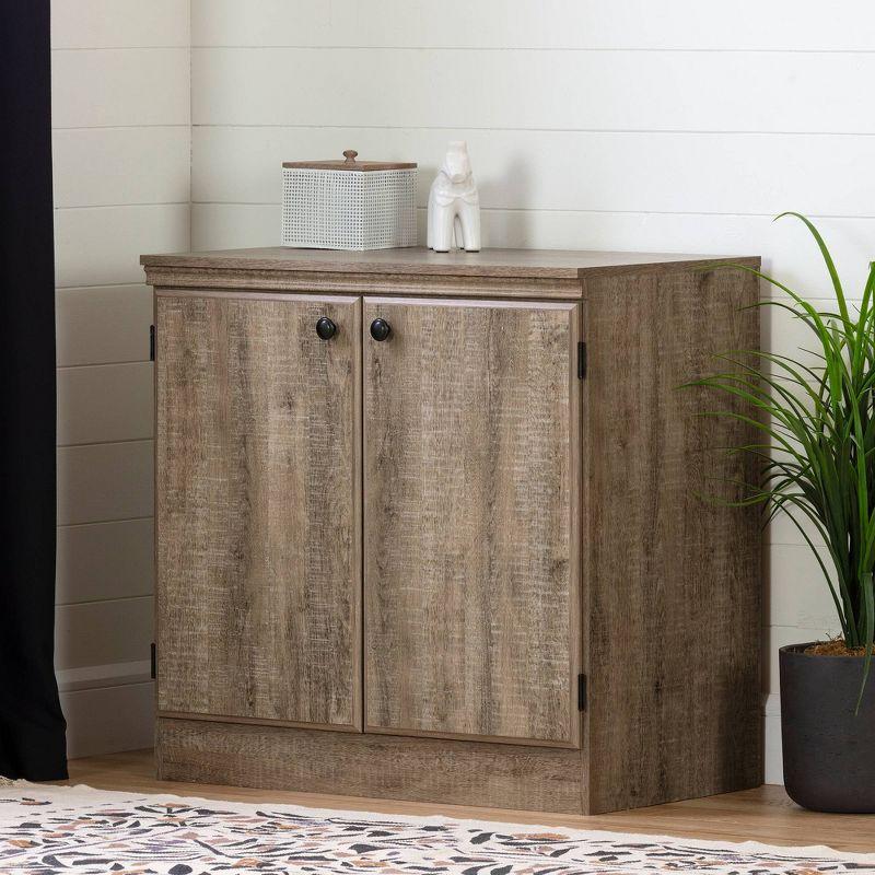 2 Door Morgan Storage Cabinet Weathered Oak - South Shore: Laminated, Adjustable Shelves