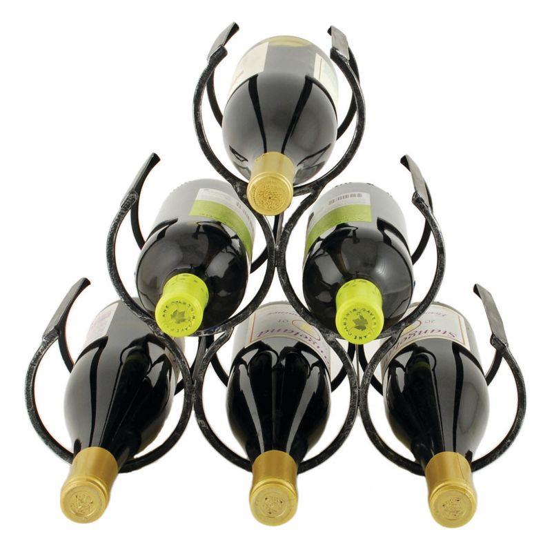 Black Cast Iron Vintage Style Wine Rack, Holds 6 Bottles