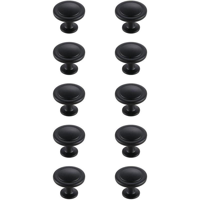 Matte Black Round Mushroom Knob Set with Mounting Hardware