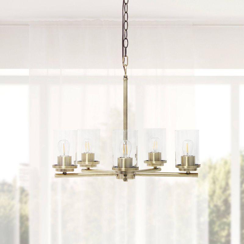 5-Light 20.5" Classic Contemporary Clear Glass/Metal Hanging Pendant  - Lalia Home