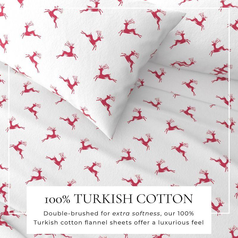 FreshFolds 100% Turkish Cotton Holiday Printed Flannel Sheet Set