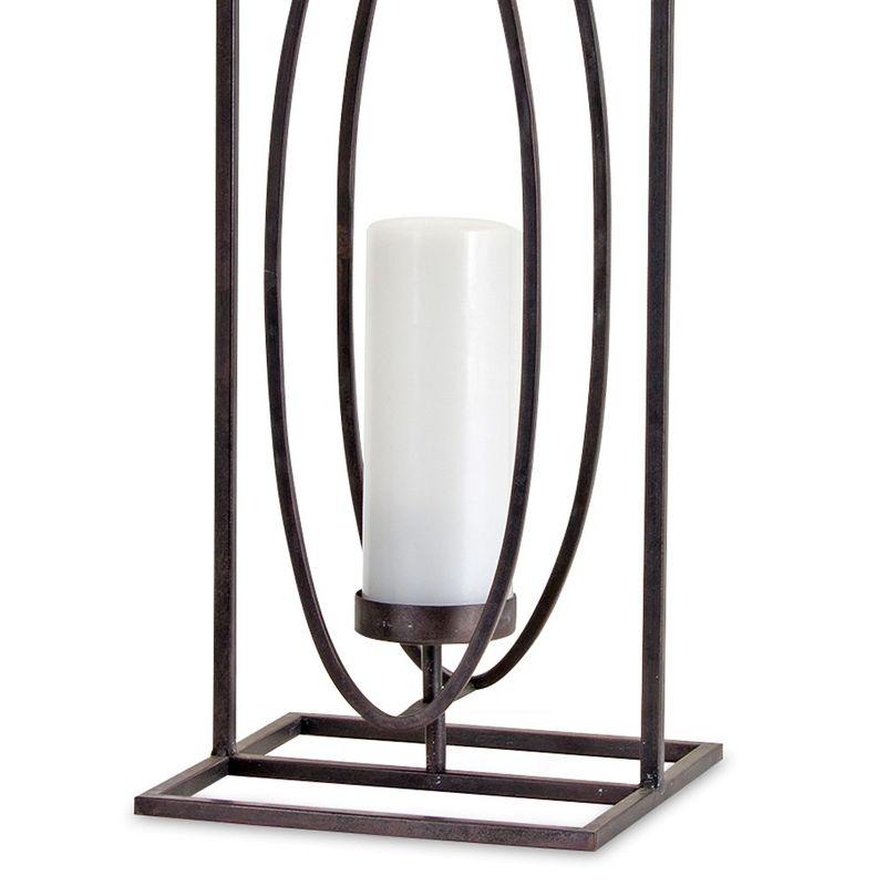 24" Black Iron Geometric Candle Holder Set of 2