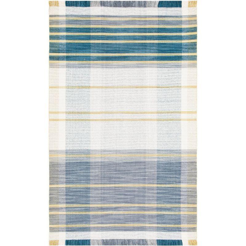 Striped Kilim STK706 Hand Woven Area Rug - Beige/Teal - 5'x8' - Safavieh.