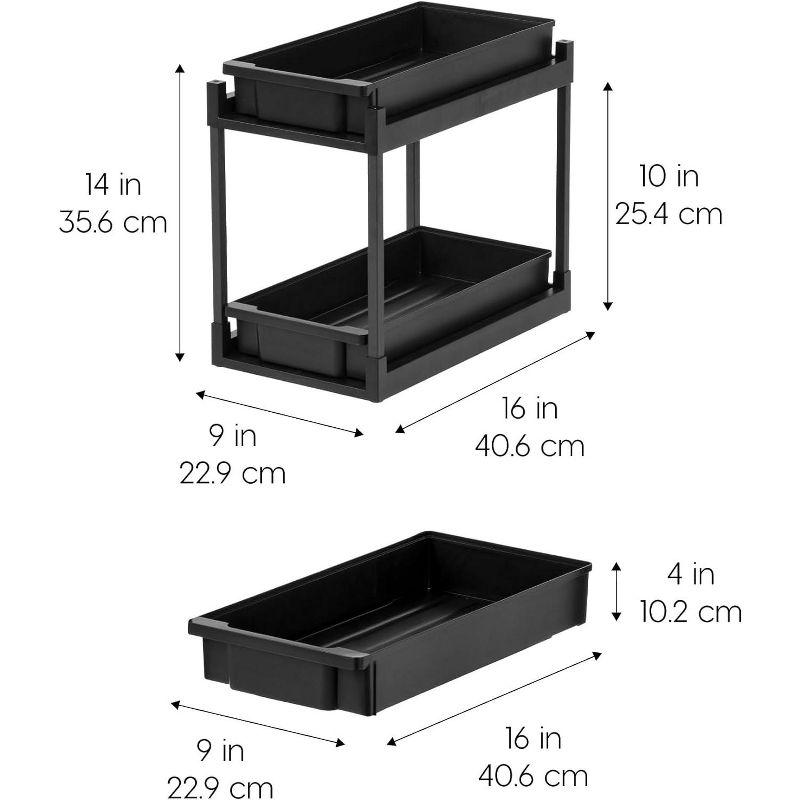 Black 2-Tier Under Sink Organizer with Sliding Drawers