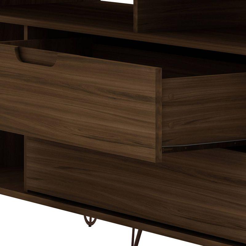 Brown MDF Mid-Century Modern TV Stand with Cabinet