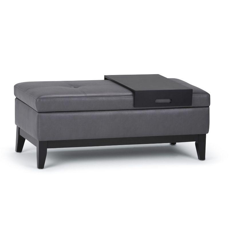Simpli Home Oregon 42"W Upholstered Storage Ottoman Bench with Lift-Top Lid and Tray