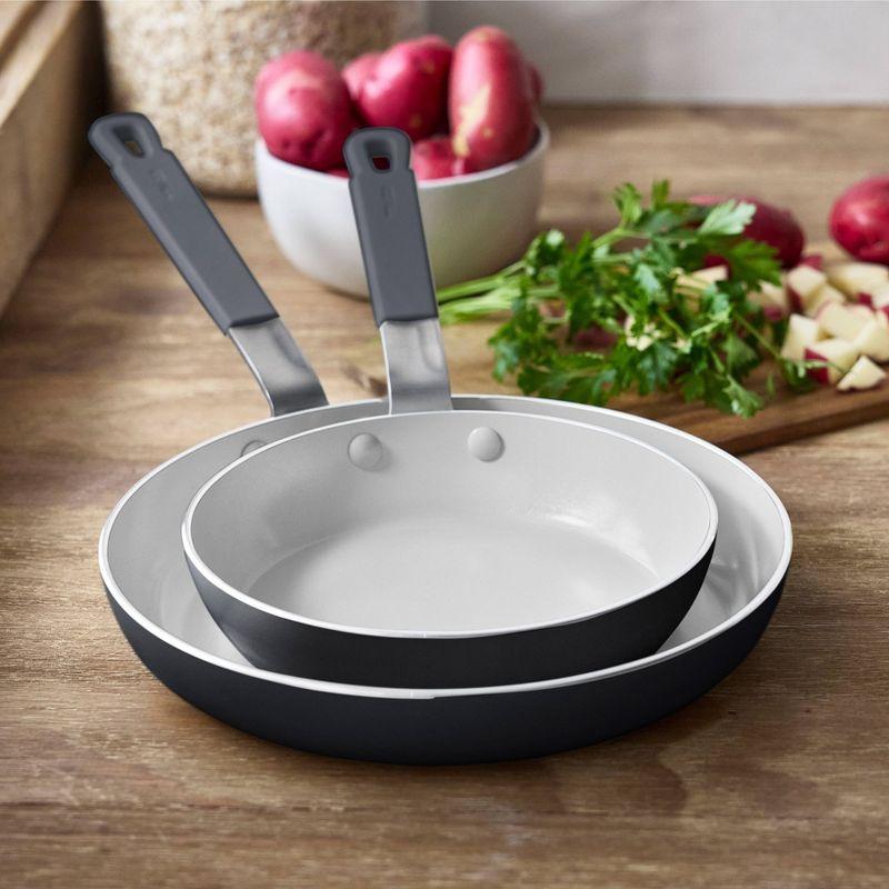 Bobby Flay 2pk (8" & 10") Ceramic Nonstick Aluminum Fry Pan Set Graphite Gray: Dishwasher-Safe, Lifetime Warranty