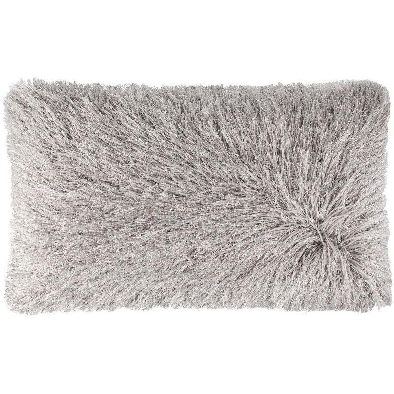 Shag Modish Metallic Pillow - Metallic Silver - 14"X24" - Safavieh