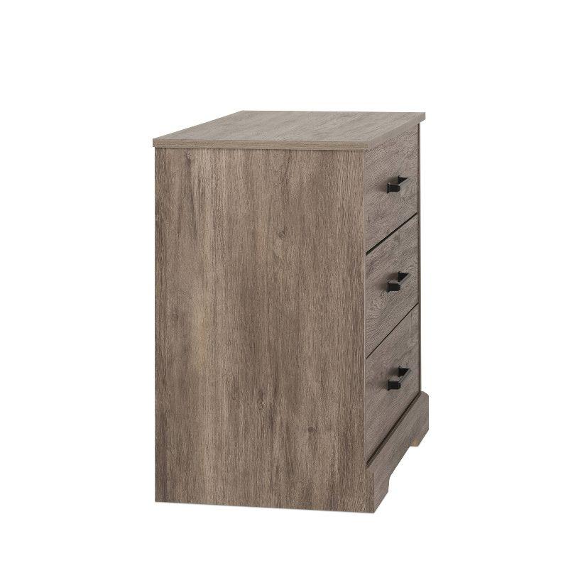 Prepac Rustic Ridge Farmhouse Bedside Nightstand with 3 Drawers Brown