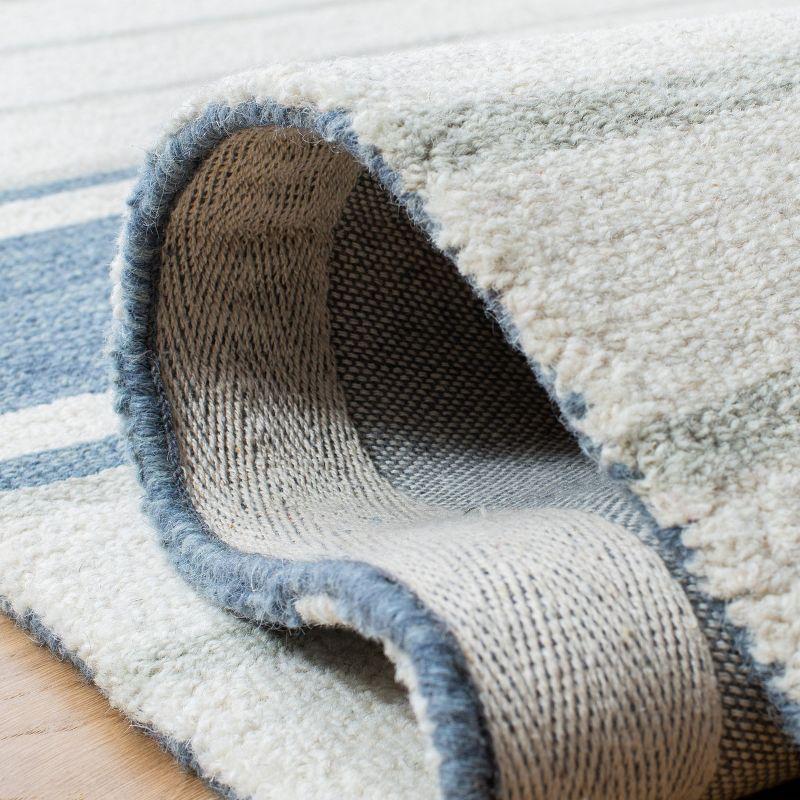 Handmade Blue and White Wool Square Area Rug