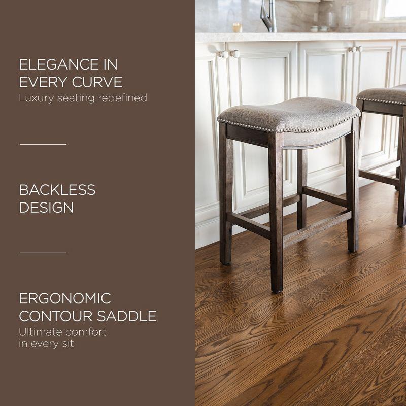 Maven Lane Maven Lane Adrien Backless Saddle Kitchen Stool with Fabric Upholstery