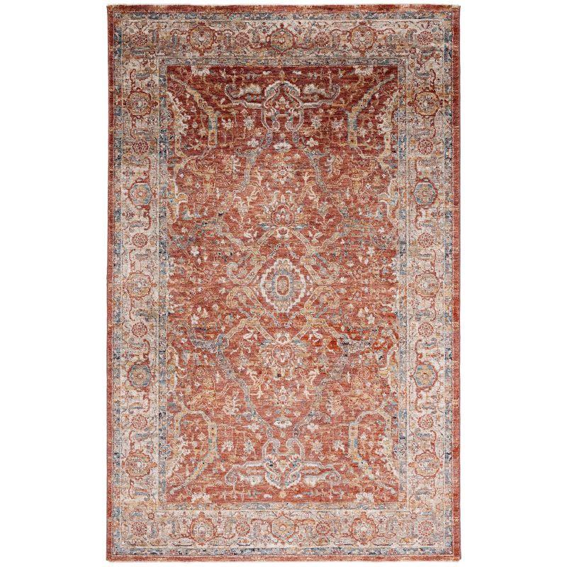 Valencia VAL566 Power Loomed Area Rug - Rust/Teal - 4'x6'2" - Safavieh.