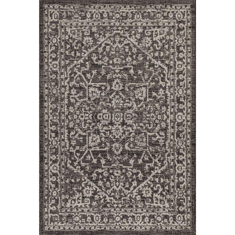 Malta Black and Gray Medallion Flat Woven Area Rug