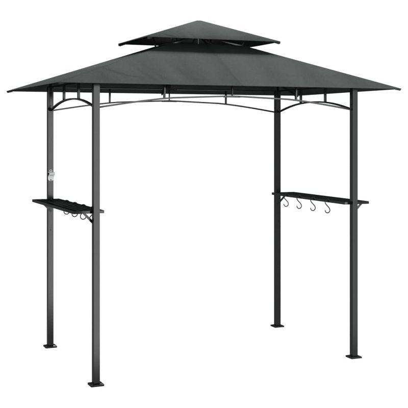 vidaXL BBQ Gazebo with Side Shelves Anthracite 94.5"x59.1"x95.7" Steel