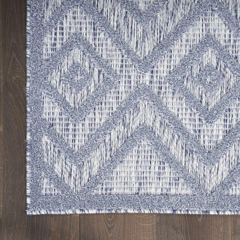 Denim Blue Diamond Flat Woven Synthetic 7' x 10' Rug