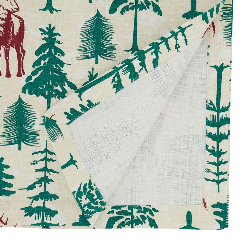 Holiday Deer and Trees Cotton Table Runner