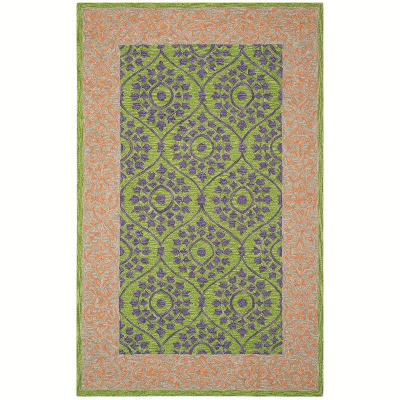 Suzani SZN102 Hand Hooked Indoor Area Rug - Green/Violet - 4'x6' - Safavieh.
