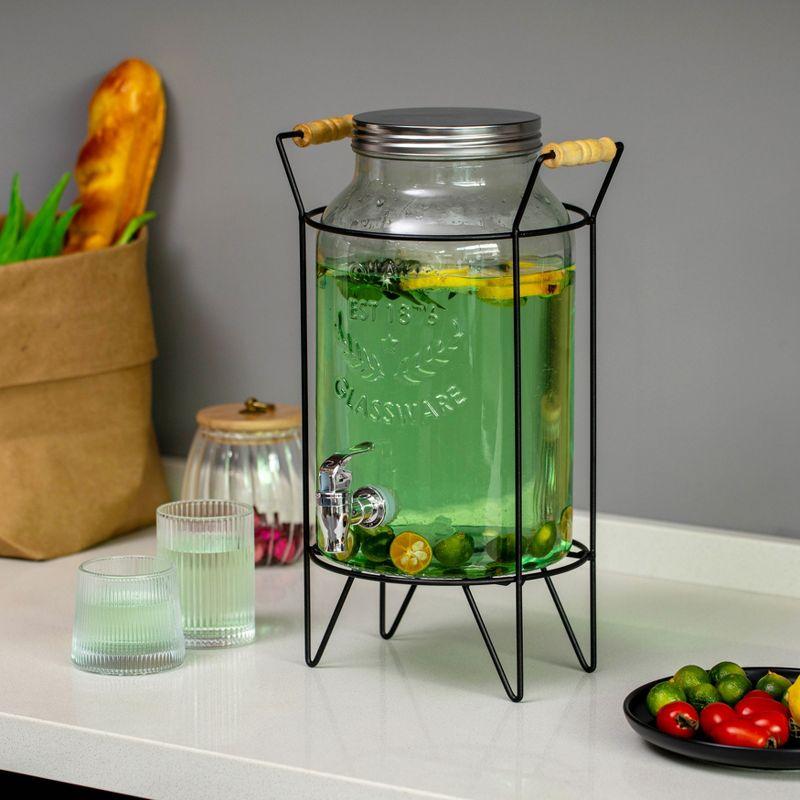 Basicwise Basicwise 1.6-gallon Glass Drink Dispenser With Stainless Steel Spigot – Water And Juice Container, Lemonade Stand, Beverage Dispenser For Parties, Weddings, Birthdays, And Family Business Meetings