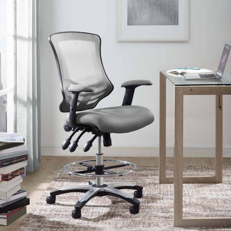 Calibrate Gray Mesh Adjustable Swivel Drafting Chair