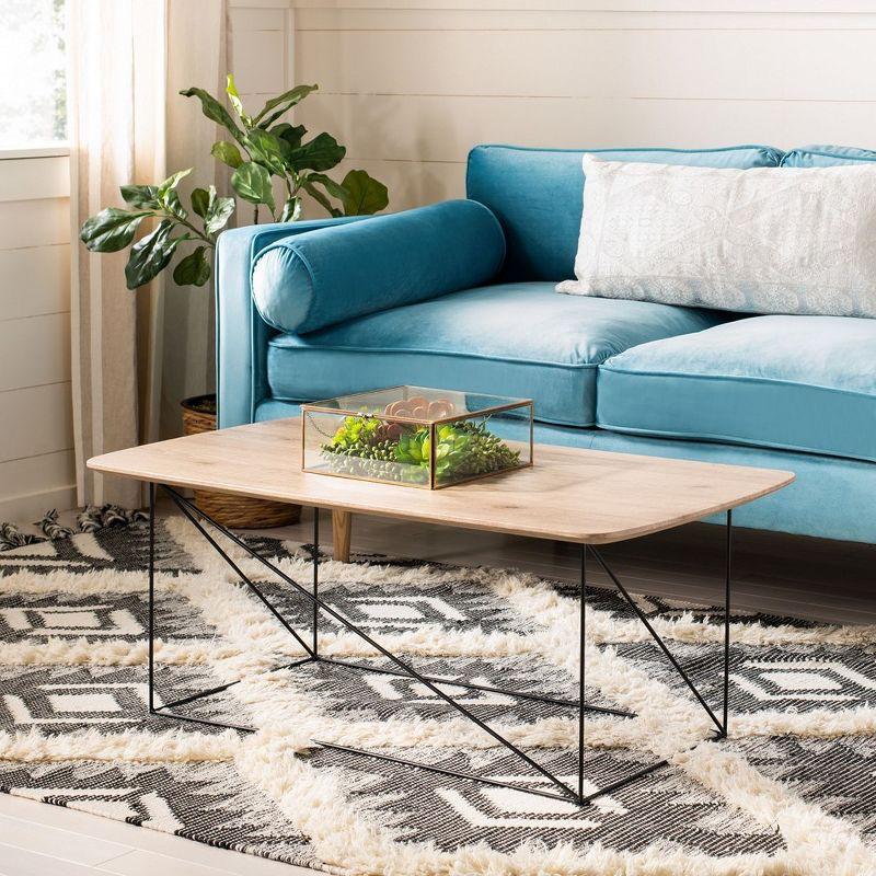 Rylee Rectangle Coffee Table - Taupe Brown/Black - Safavieh