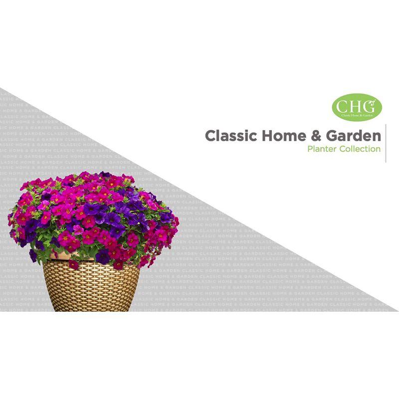 Classic Home and Garden 5pc Whiskey Barrel Planter Pot Distressed Oak: UV Protected, High Density Resin, Indoor/Outdoor Use