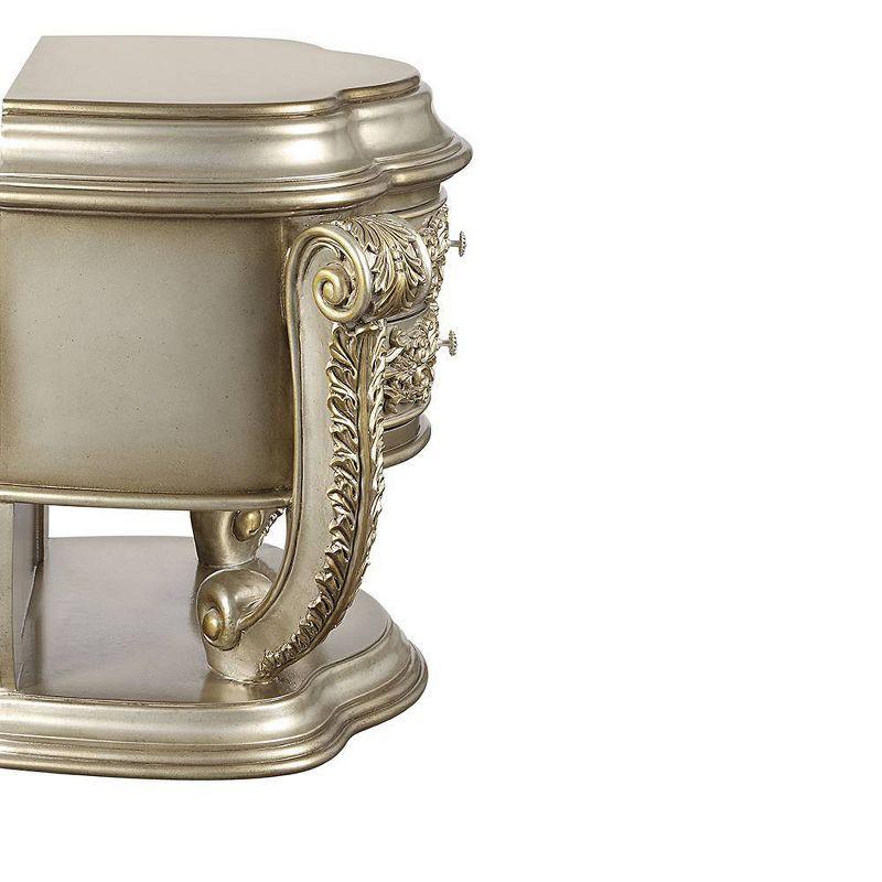 35" Danae Nightstand Champagne and Gold Finish - Acme Furniture: Opulent Carved Details, No Assembly Required