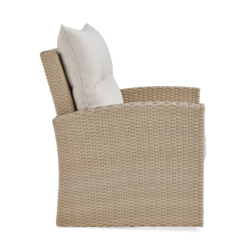 All-Weather Wicker Canaan Outdoor Armchair with Cushions Brown - Alaterre Furniture: Patio Accent Chair, Weather-Resistant