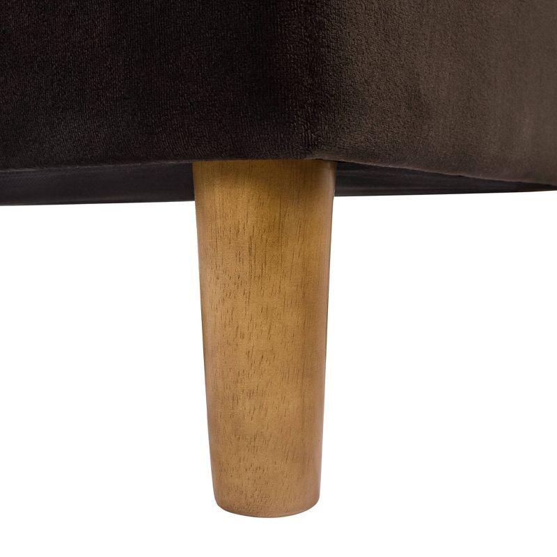 Button Tufted Storage Bench with Cone Wood Legs - HomePop