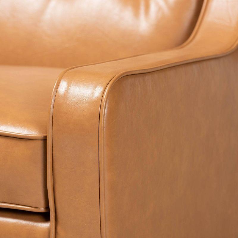 Daley Tan Faux Leather Upholstered and Wood Lounge Armchair Brown - Baxton Studio