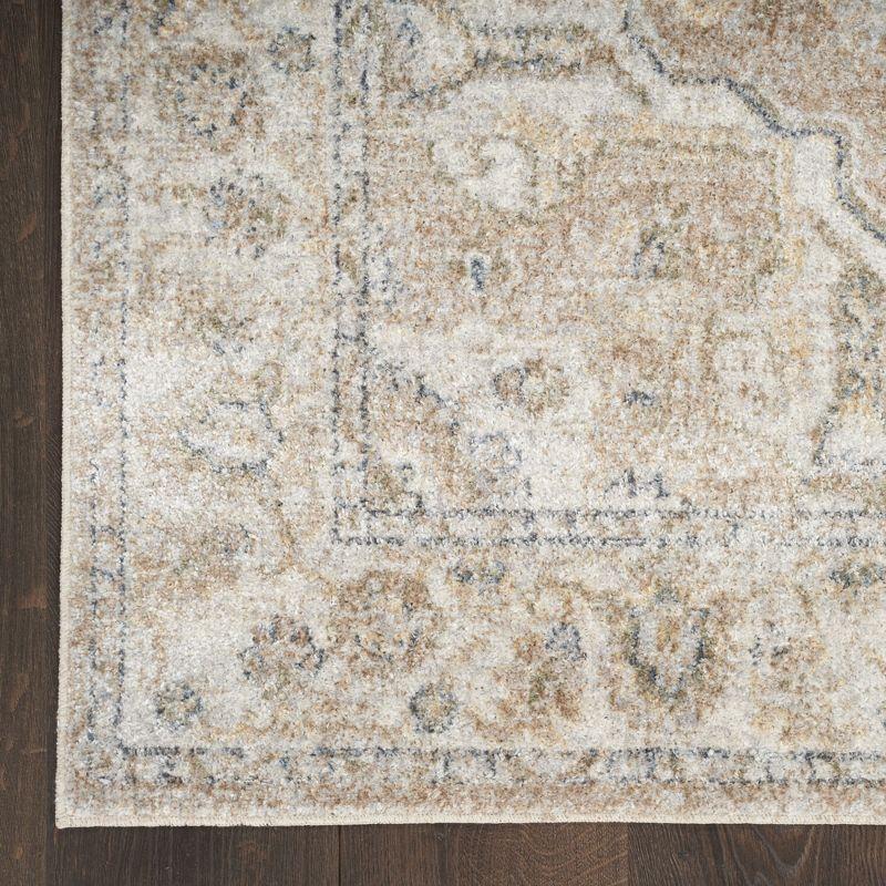 Nourison Astra Machine Washable Vintage Medallion Indoor Bathroom, Kitchen Runner Rug Beige 2'2" x 12'