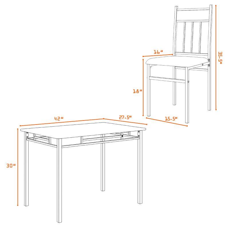 Modern 42" Rectangular Faux Marble Dining Set with 4 Grey Upholstered Chairs