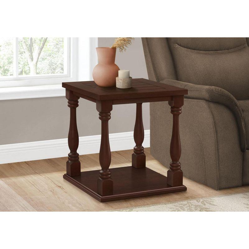 Monarch Specialties Accent Table 2 Tier End Side Table Square Nightstand Bedroom Lamp Brown Veneer Traditional