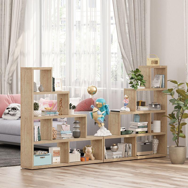 Costway 6 Cubes Ladder Shelf Freestanding Corner Bookshelf Storage Bookcase Display Rack