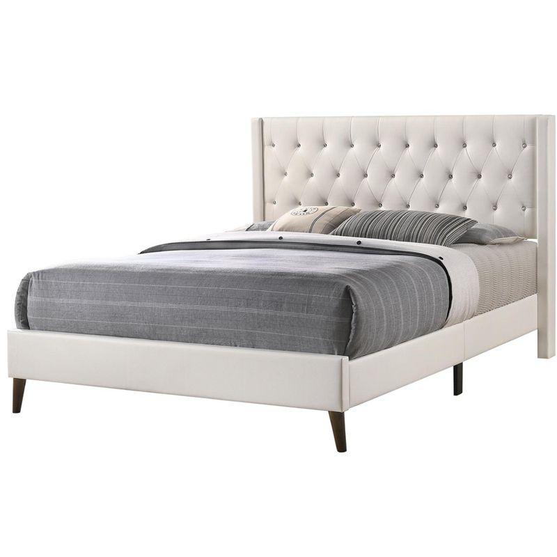 Passion Furniture Bergen White Queen Tufted Panel Bed