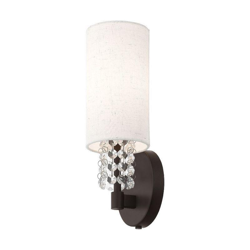 English Bronze Direct Wired Electric Wall Sconce with Crystals