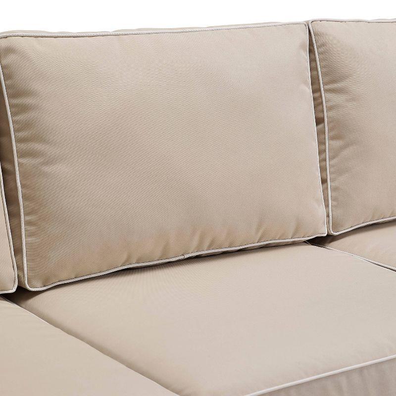 Bradenton Outdoor Wicker Sofa - Sand - Crosley: UV-Resistant Patio Furniture, 3-Seater with Foam Cushions
