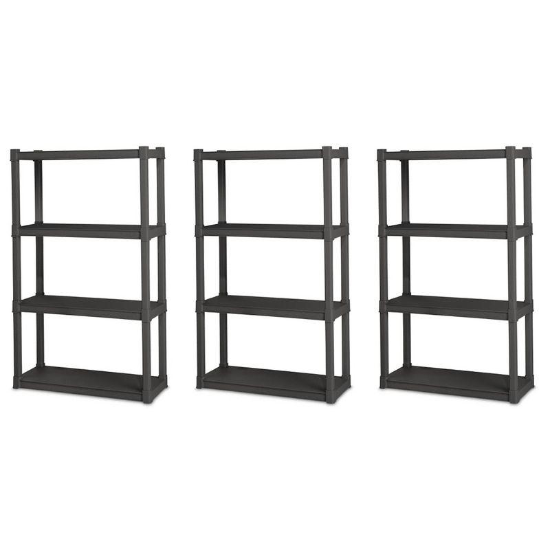 Sterilite Plastic Indoor Outdoor 4 Shelf Durable Shelving Unit, Gray