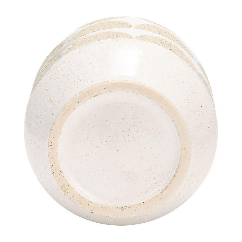 Sagebrook Home 10" Ceramic Vase - Contemporary Ivory / Beige Half Circle Design Decorative Table Accent for Home or Office - Unique Gift Idea