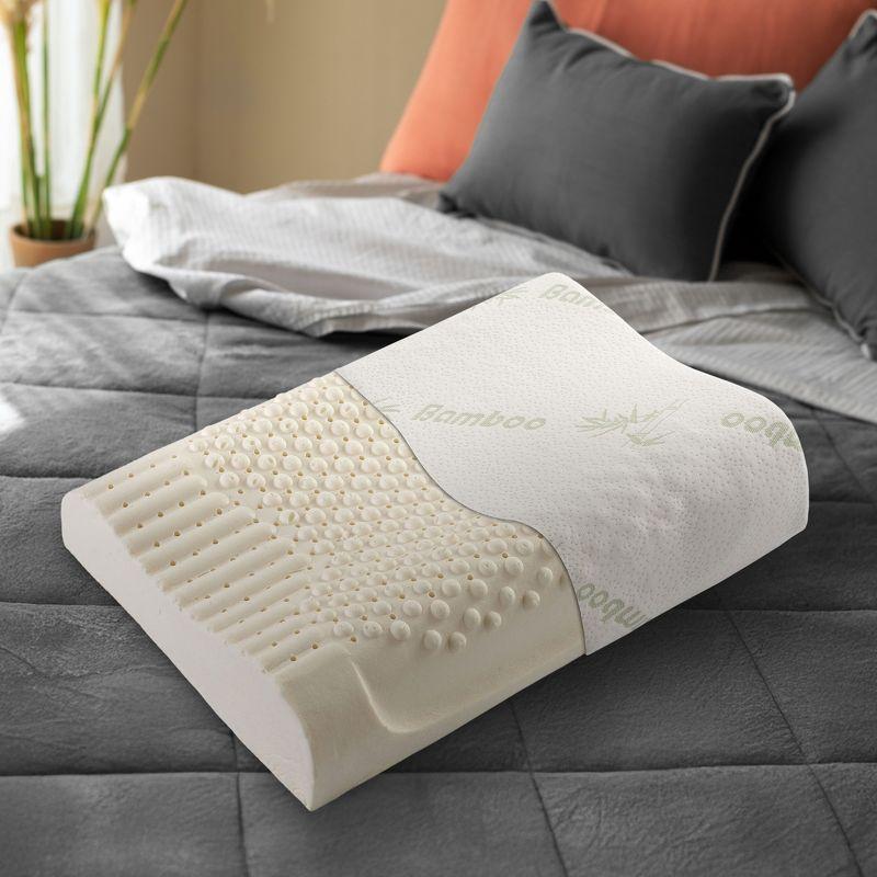 Cheer Collection Contoured Latex Memory Foam Pillow with Washable Cover - White (24" x 16" x 4")