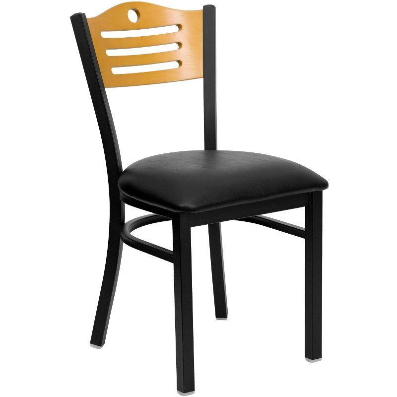 Black Metal and Wood Slat Back Side Chair