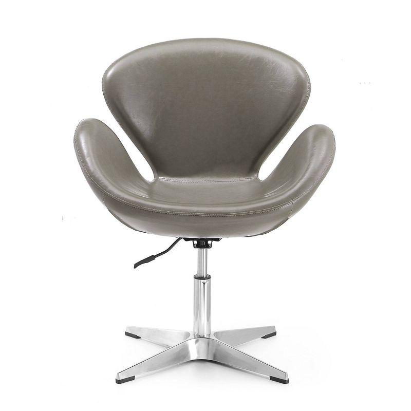 Set of 2 Raspberry Faux Leather Adjustable Swivel Chairs Pebble - Manhattan Comfort