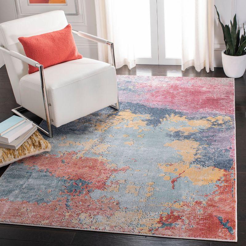 Handmade Blue Floral Synthetic 8' x 10' Rug