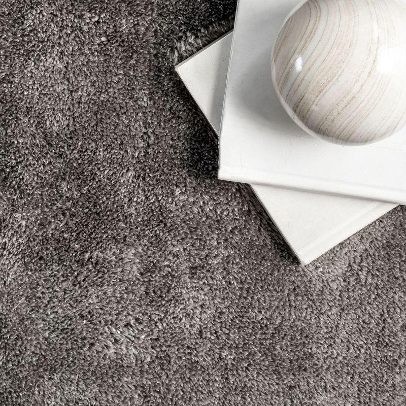 nuLOOM 2' x 3' Cozy Plush SuperiorWash Area Rug, Machine Washable, Non-Slip, Soft Fluffy Shag Carpet for Living Room Bedroom Nursery, Loni Dark Grey