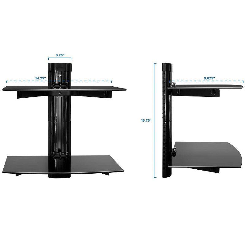 Black Steel Floating Wall Shelf with Tempered Glass