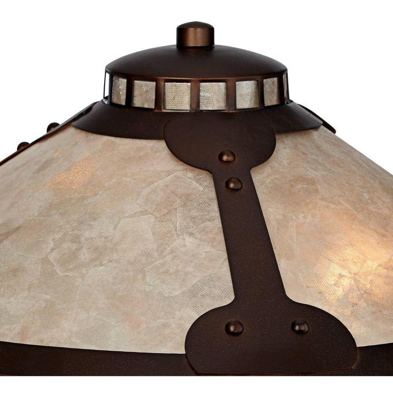 Franklin Iron Works Samuel Industrial Desk Lamp 20" High Rubbed Bronze with USB Charging Port Natural Mica Shade for Bedroom Living Room Bedside Desk