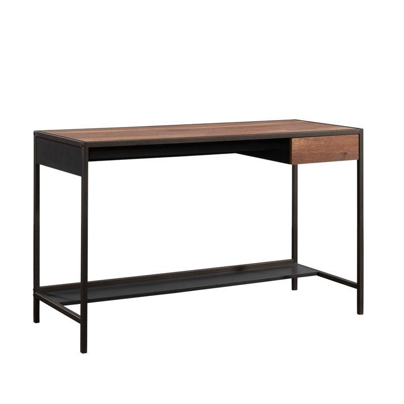 Black and Oak Wood Writing Desk with Drawer and Shelf