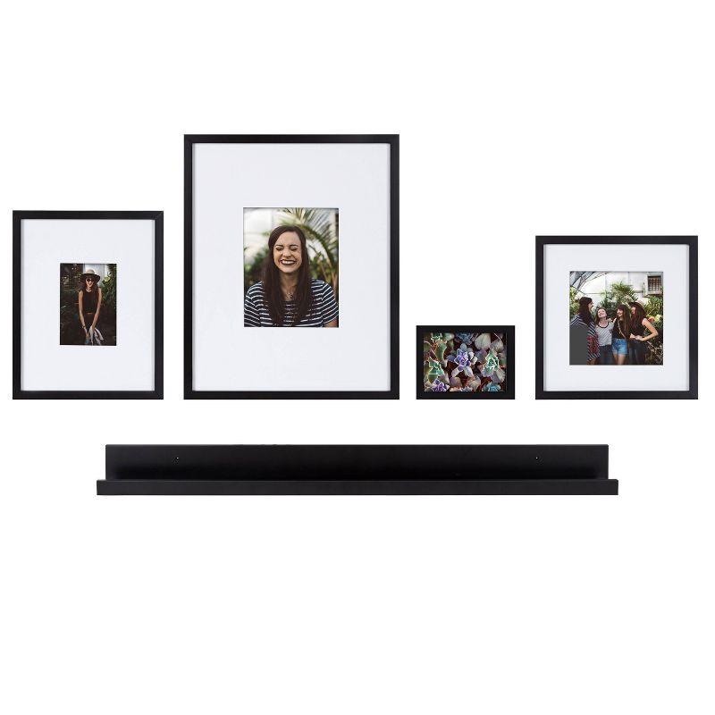 5pc Gallery Frame/Shelf Box Set Black - Kate & Laurel All Things Decor: Wall Ledge, Wood, Modern Decor Style