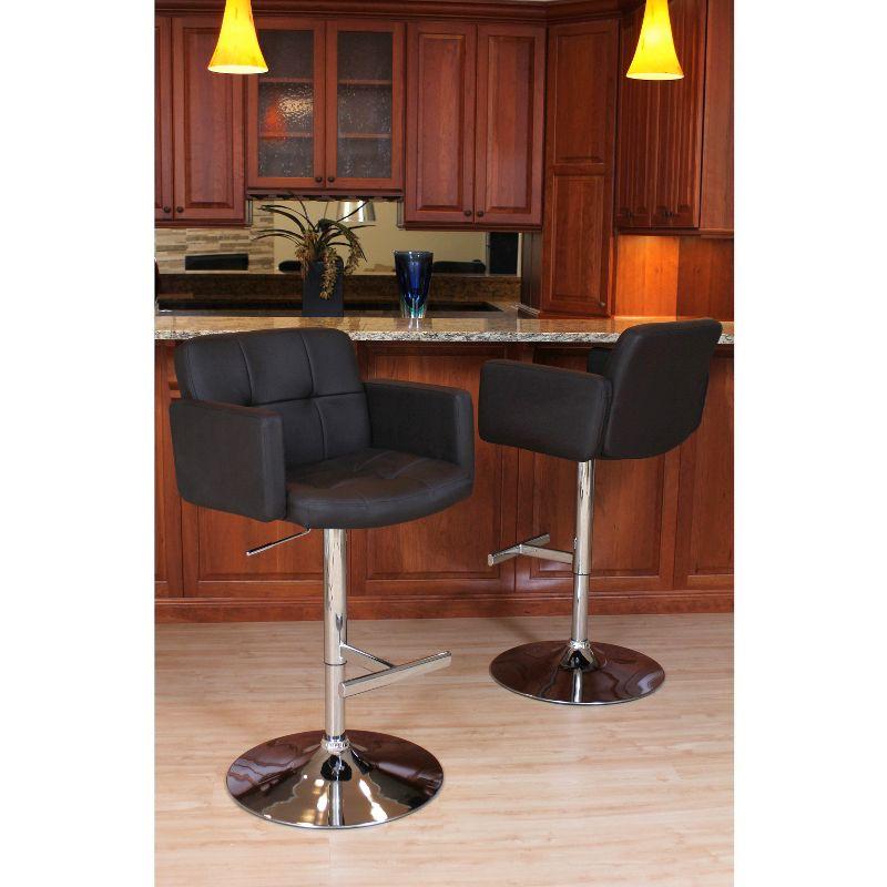 32" Stout Barstool Metal Brown - LumiSource: Upholstered, Swivel, Adjustable Height, Polyurethane Foam