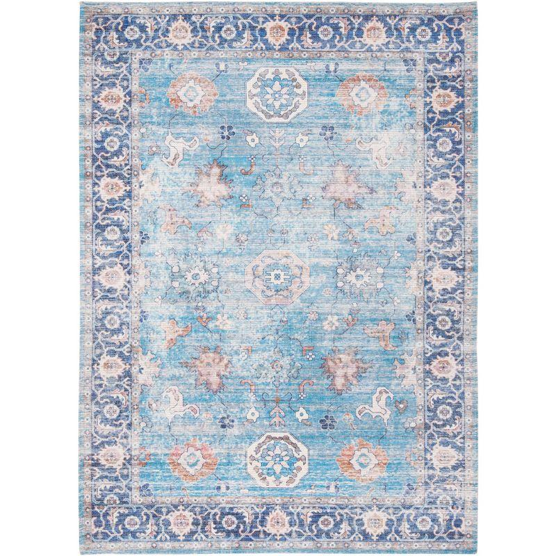 Saffron SFN201 Power Loomed Indoor Area Rug - Aqua/Navy - 5'x8' - Safavieh